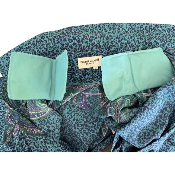 Vintage Schrader Petite Paisley Animal Print Collared Button Up Shirt Dress 12 - Picture 9 of 13